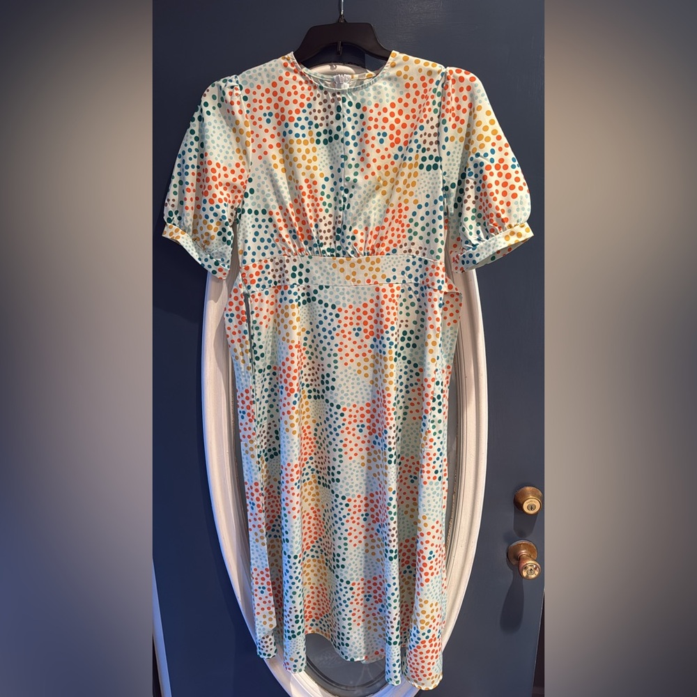 “Dippin Dot” Colorful Polka Dot Dress from Modest Direct boutique